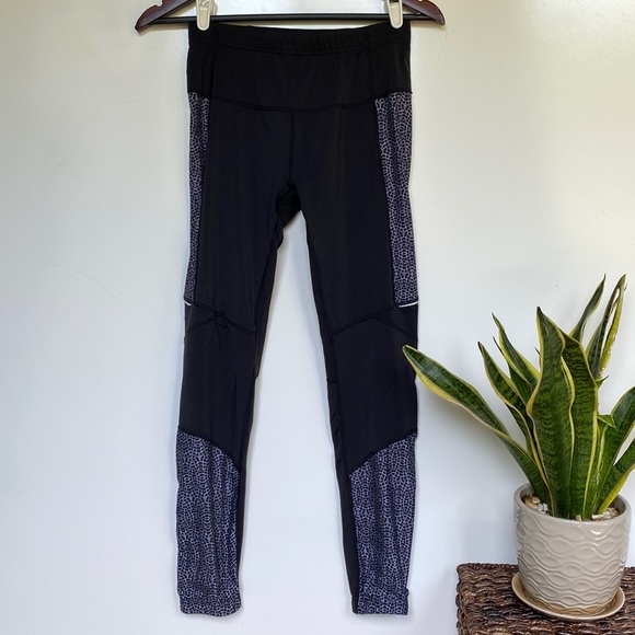 PrAna Ergo Black Reflective High Rise Tight Black & White S - Picture 2 of 6